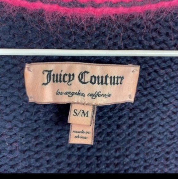 Juicy Couture Angora Trim Knit Cardigan Navy, Pink, Soft, Y2K - Picture 5 of 6